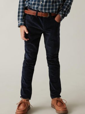 Boys Boys Trousers, jeans | Cyrillus slim-fit corduroy trousers 6999 BLEU FONCE UNI 2 www.solbiblecamp.com