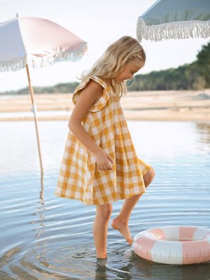 Cyrillus Clothing Girls Dresses | Cyrillus dress with large gingham checks VICHY CURRY www.solbiblecamp.com
