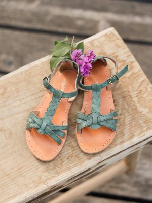 Cyrillus Accessories Girls Shoes | Cyrillus braided leather sandals VERT www.solbiblecamp.com