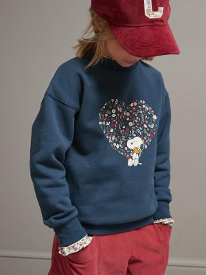 Cyrillus Clothing Girls Sweaters, cardigans, sweatshirts | Cyrillus Child’s Cyrillus x Peanuts(TM) sweatshirt – The Snoopy Collection ARDOISE www.solbiblecamp.com