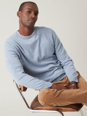 Cyrillus Clothing Mens Sweaters, cardigans | Cyrillus round-neck sweater – The Cashmere Collection CIEL CHINE www.solbiblecamp.com