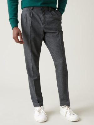 Cyrillus Clothing Mens Trousers, jeans | Cyrillus barathea-effect carrot-style trousers GRIS www.solbiblecamp.com