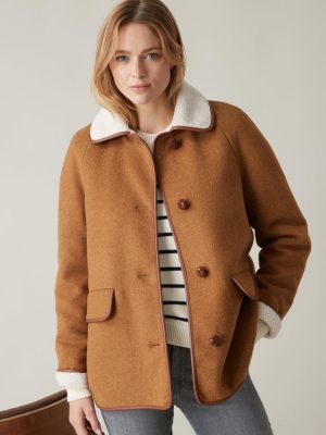 Coats, trench coats Womens Coats, trench coats | Cyrillus woollen coat with Sherpa lining SAFRAN CHINE www.solbiblecamp.com