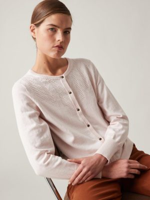Cyrillus Clothing Womens Sweaters, cardigans | Cyrillus cotton and cashmere cardigan BLUSH CHINE www.solbiblecamp.com