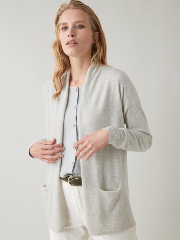 Cyrillus Clothing Womens Sweaters, cardigans | Cyrillus panel cardigan – The Cashmere Collection GRIS MINERAL CHINE www.solbiblecamp.com
