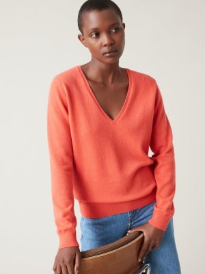 Cyrillus Clothing Womens Sweaters, cardigans | Cyrillus V-neck sweater – The Cashmere Collection MARMELADE www.solbiblecamp.com