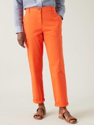 Cyrillus Clothing Womens Trousers, jeans | Cyrillus stretch cotton chinos COQUELICOT www.solbiblecamp.com
